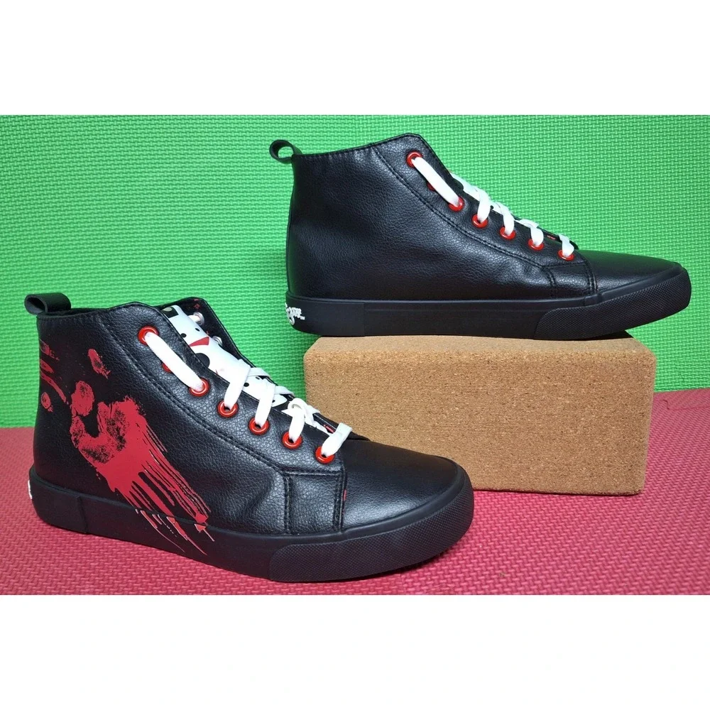 Jason Voorhees Friday The 13th High Top Shoes Ground Up Bloody Print Sz 9.5 Men